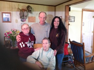 5/13/13 @ Barber Homestead Pauline (Polly) Goodwin, Lenny Barber, Coni Dubois & Beulah Barber (just turned 96) - Both Beulah & Lenny still live at Homestead - Photo taken by Jim Goodwin