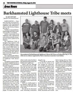 8-22-14 - Barkhamsted Lighthouse Tribe meets - Winsted Journal -  By Amy Steward 