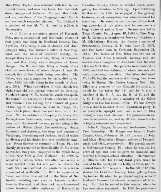 Biographical and historical memoirs of Adams, Clay, Hall and Hamilton counties, Nebraska, comprising a condensed history of the state, a number of biographies of distinguished citizens of the same, a brief descriptive history of each of the counties mentioned, and numerous biographical sketches of the citizens of such counties .. - Goodspeed Brothers