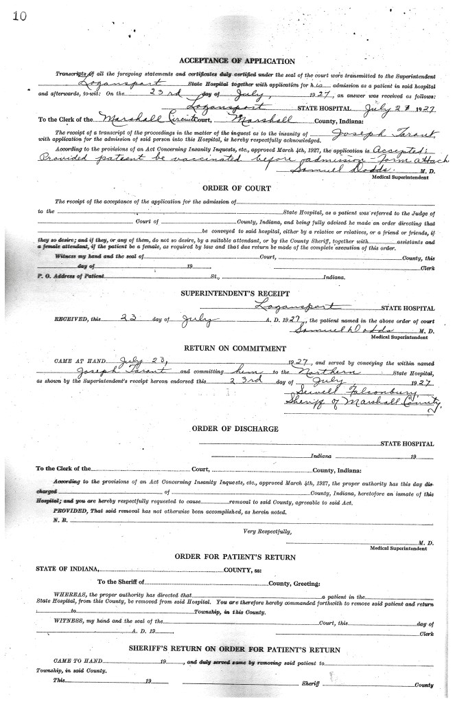 Joseph Tarant Insanity Form 3