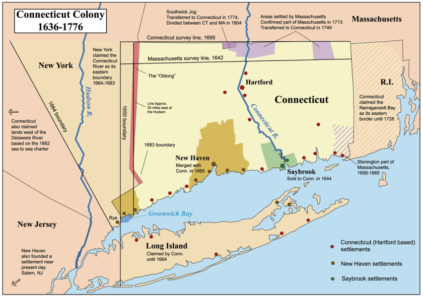 Connecticut, New Haven & Saybrook Settlements 1636-1776